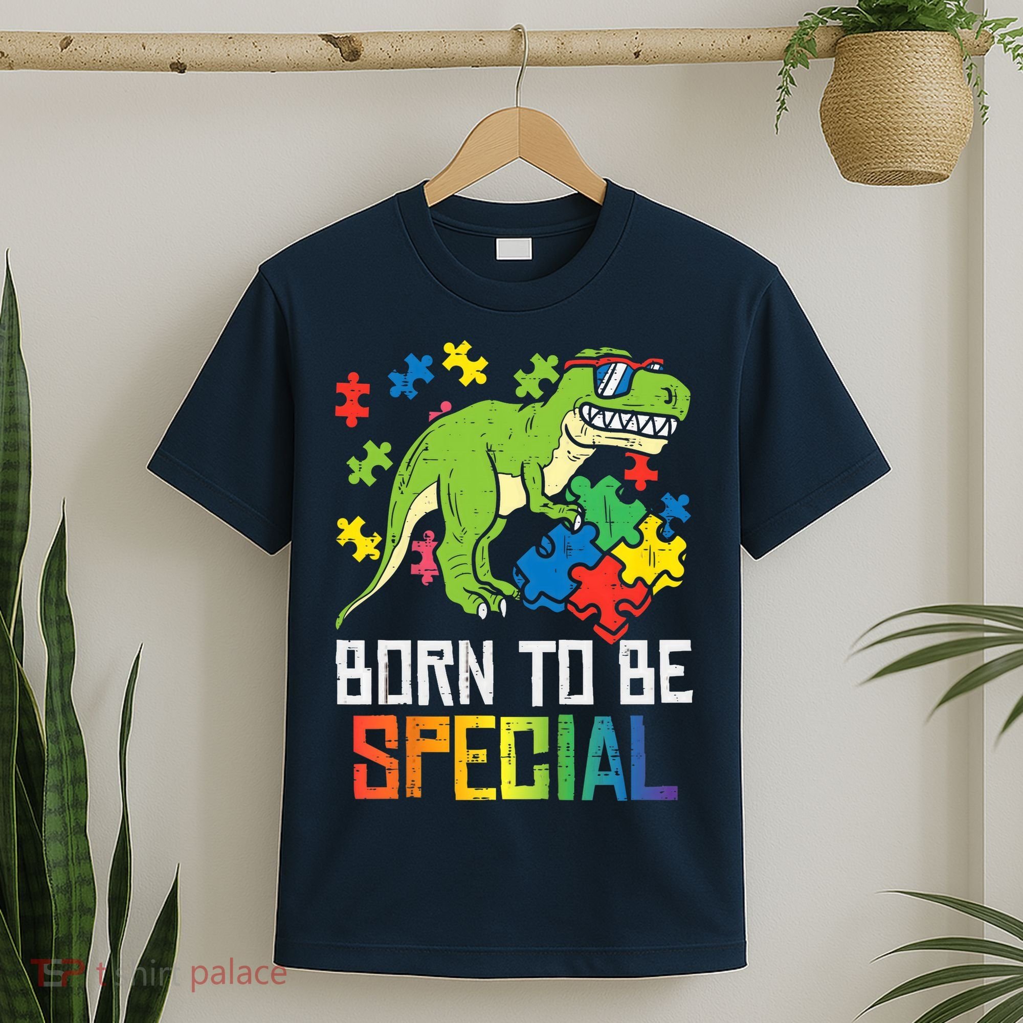 Born Special Trex Puzzle Dino Boy Autism Awareness T-Shirt