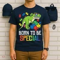 Born Special Trex Puzzle Dino Boy Autism Awareness T-Shirt thumb 6
