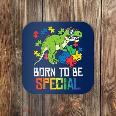 Born Special Trex Puzzle Dino Boy Autism Awareness Coaster