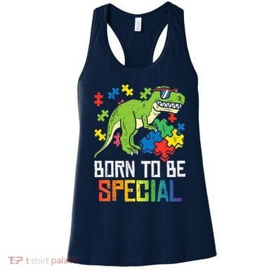 Born Special Trex Puzzle Dino Boy Autism Awareness Women's Tank Top