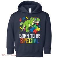 Born Special Trex Puzzle Dino Boy Autism Awareness Toddler Hoodie thumb 0