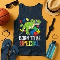 Born Special Trex Puzzle Dino Boy Autism Awareness Tank Top thumb 4