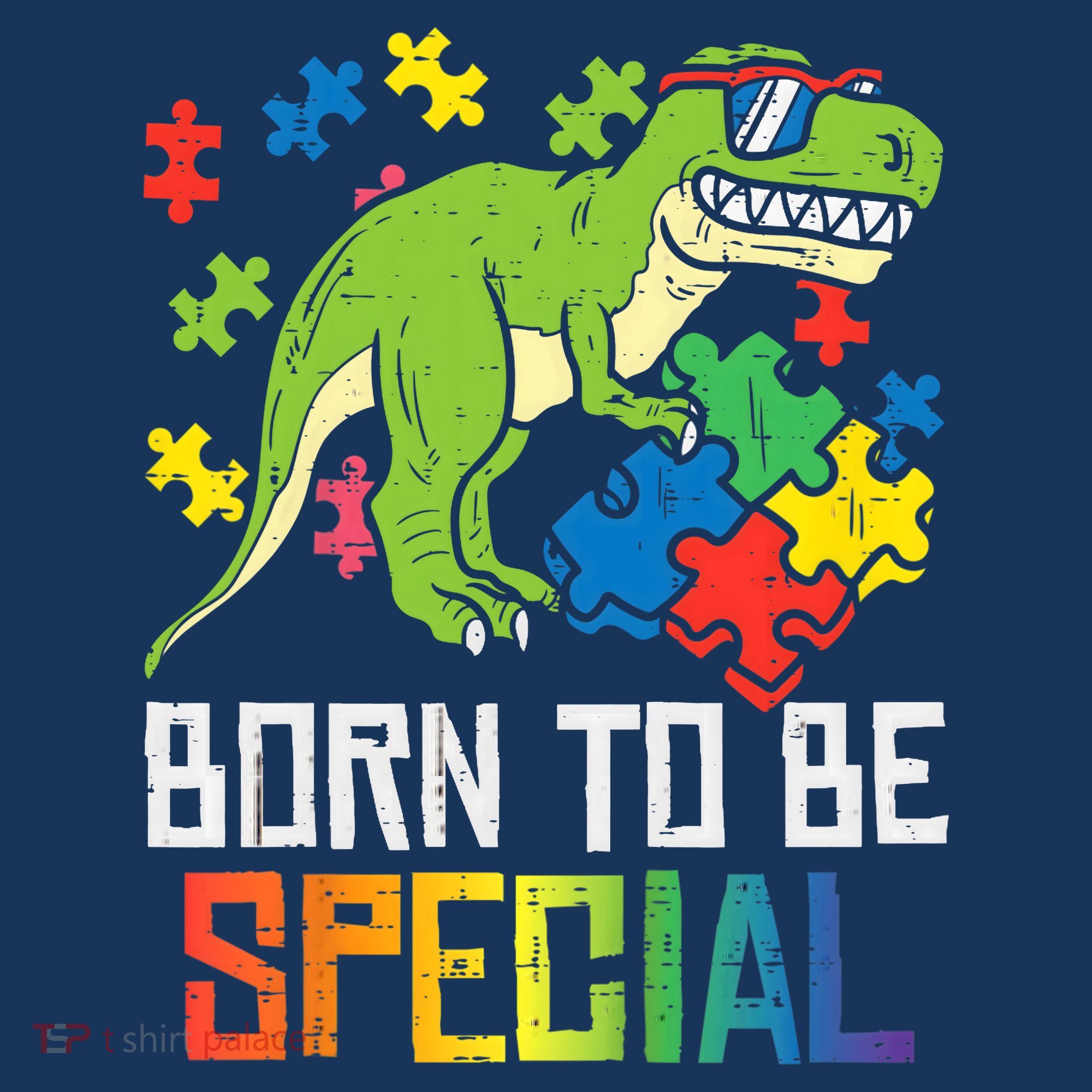 Born Special Trex Puzzle Dino Boy Autism Awareness Tank Top