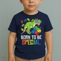 Born Special Trex Puzzle Dino Boy Autism Awareness Toddler T-Shirt thumb 2