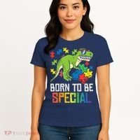 Born Special Trex Puzzle Dino Boy Autism Awareness Women's T-Shirt thumb 4