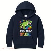 Born Special Trex Puzzle Dino Boy Autism Awareness Kids Hoodie thumb 0