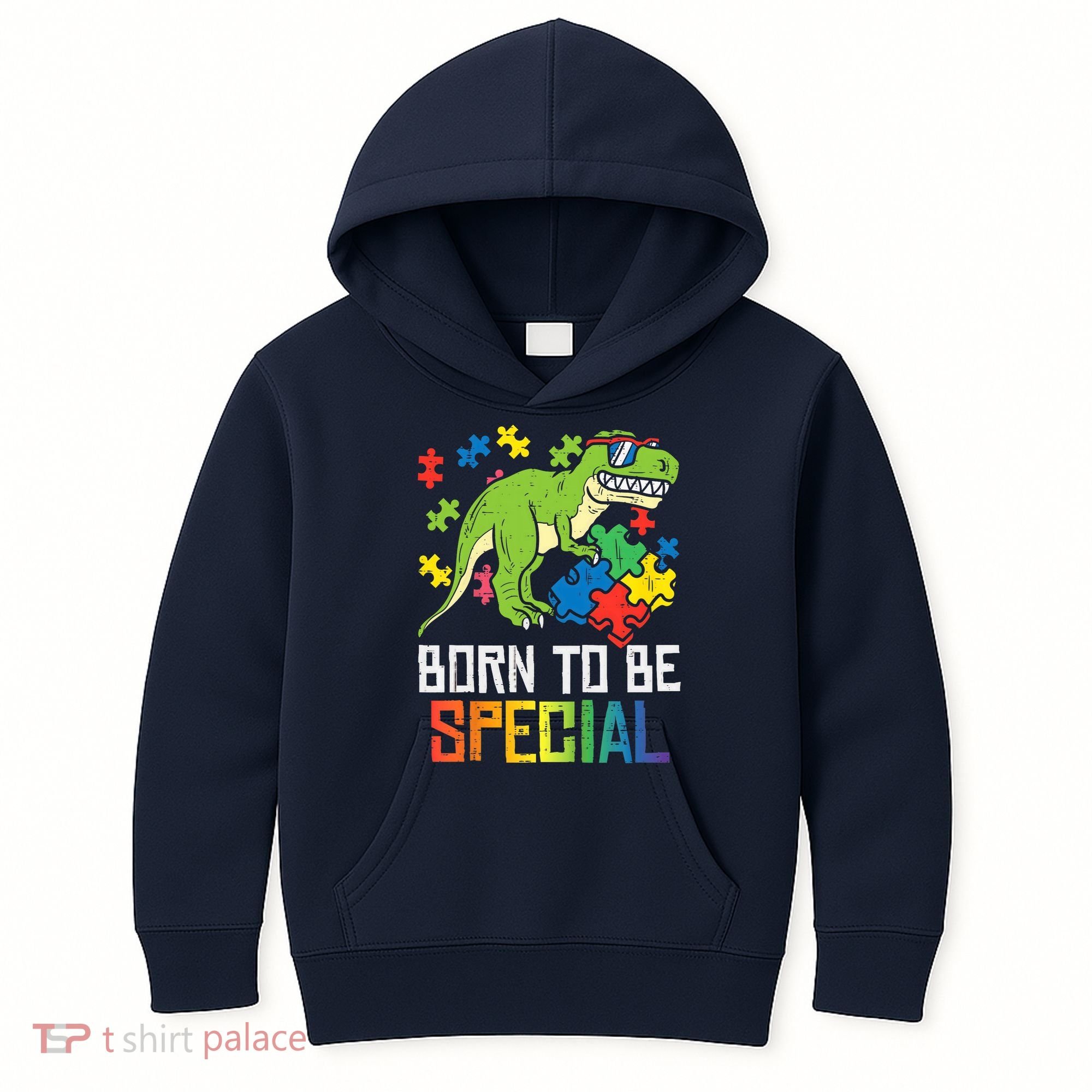 Born Special Trex Puzzle Dino Boy Autism Awareness Kids Hoodie