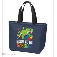 Born Special Trex Puzzle Dino Boy Autism Awareness Tote Bag thumb 3