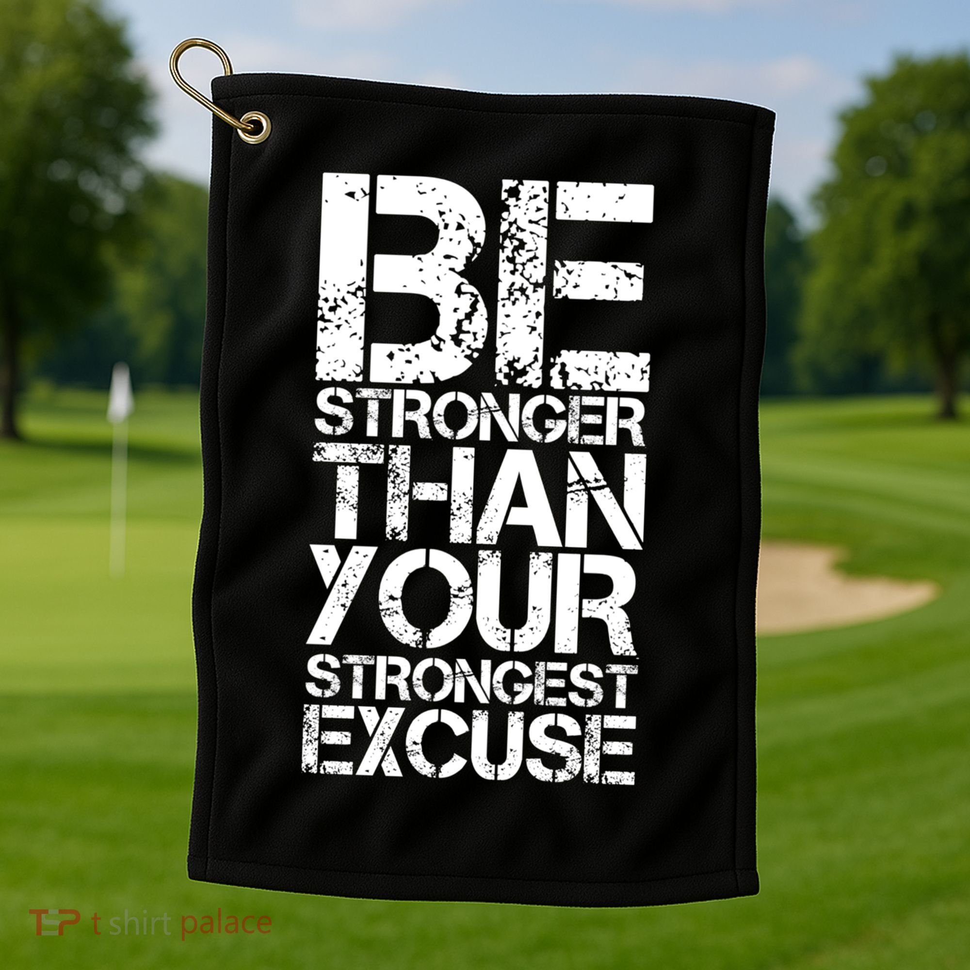 Be Stronger Than Strongest Excuse Motivational Inspirational Cool Gift Golf Towel