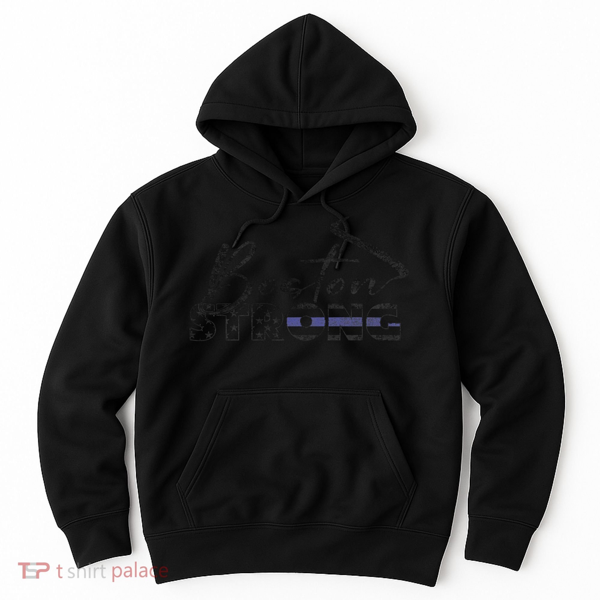 Boston Strong Thin Blue Line US Flag Premium Hoodie
