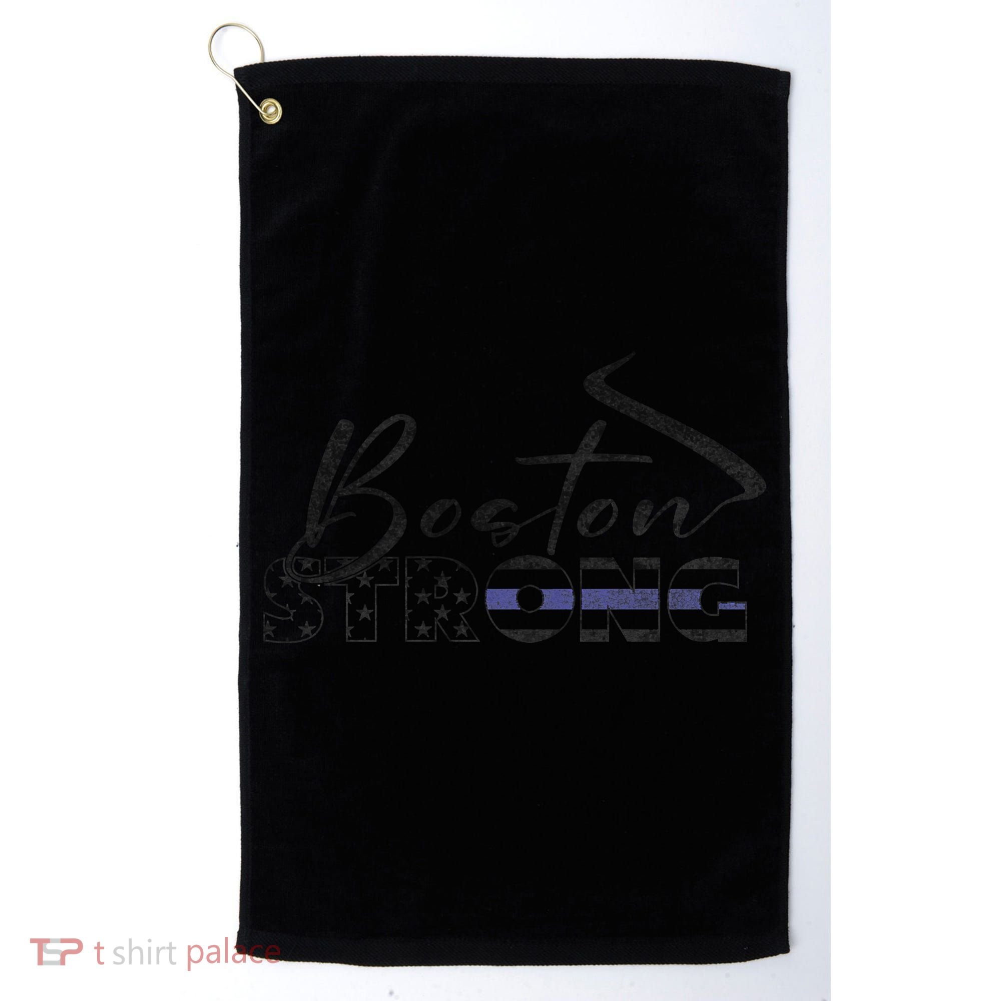 Boston Strong Thin Blue Line US Flag Premium Golf Towel
