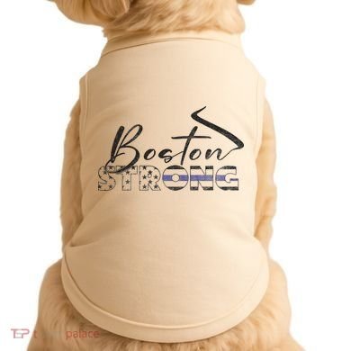 Boston Strong Thin Blue Line US Flag Premium Doggie Tank