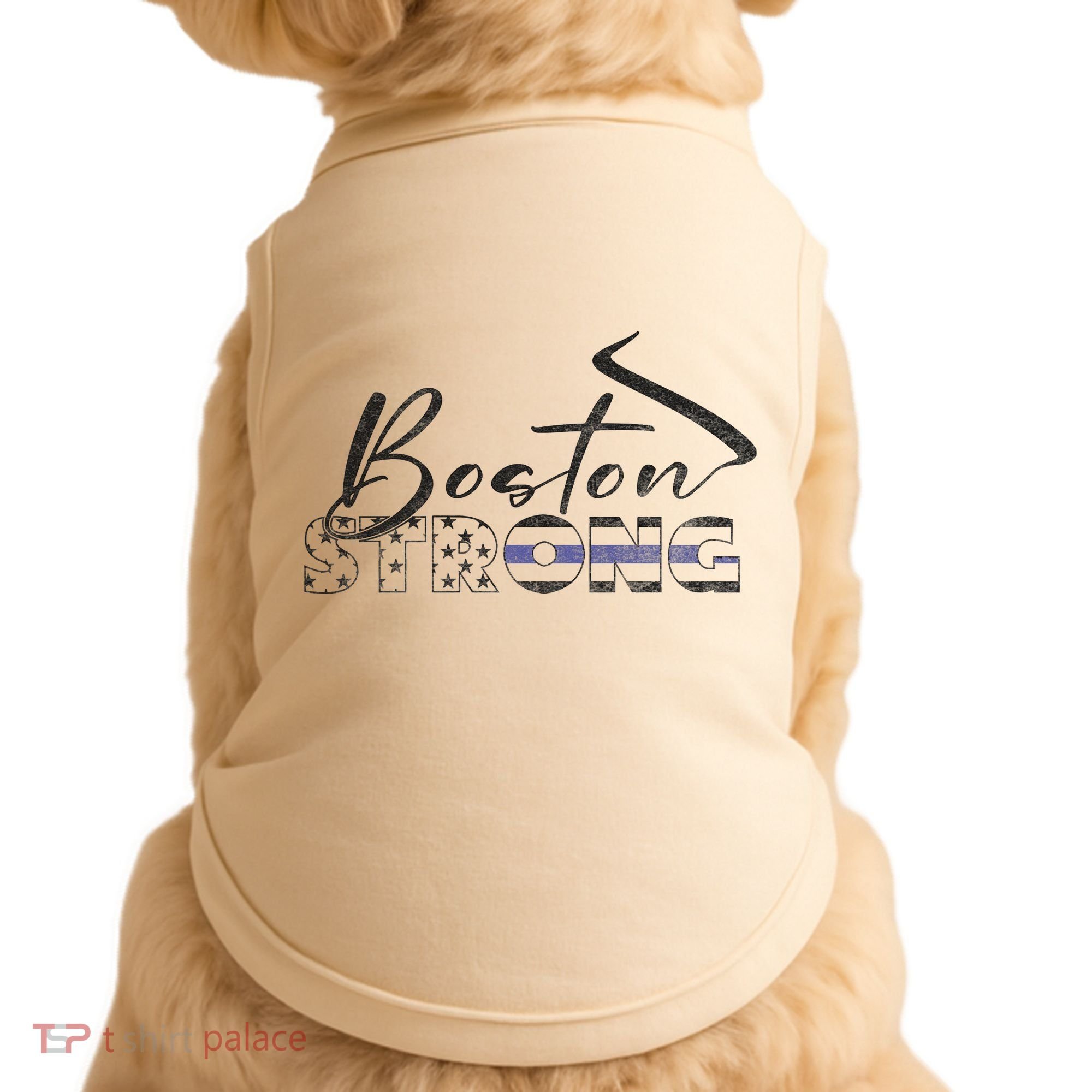 Boston Strong Thin Blue Line US Flag Premium Doggie Tank