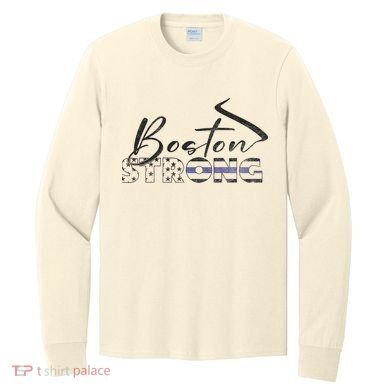 Boston Strong Thin Blue Line US Flag Premium Long Sleeve Shirt