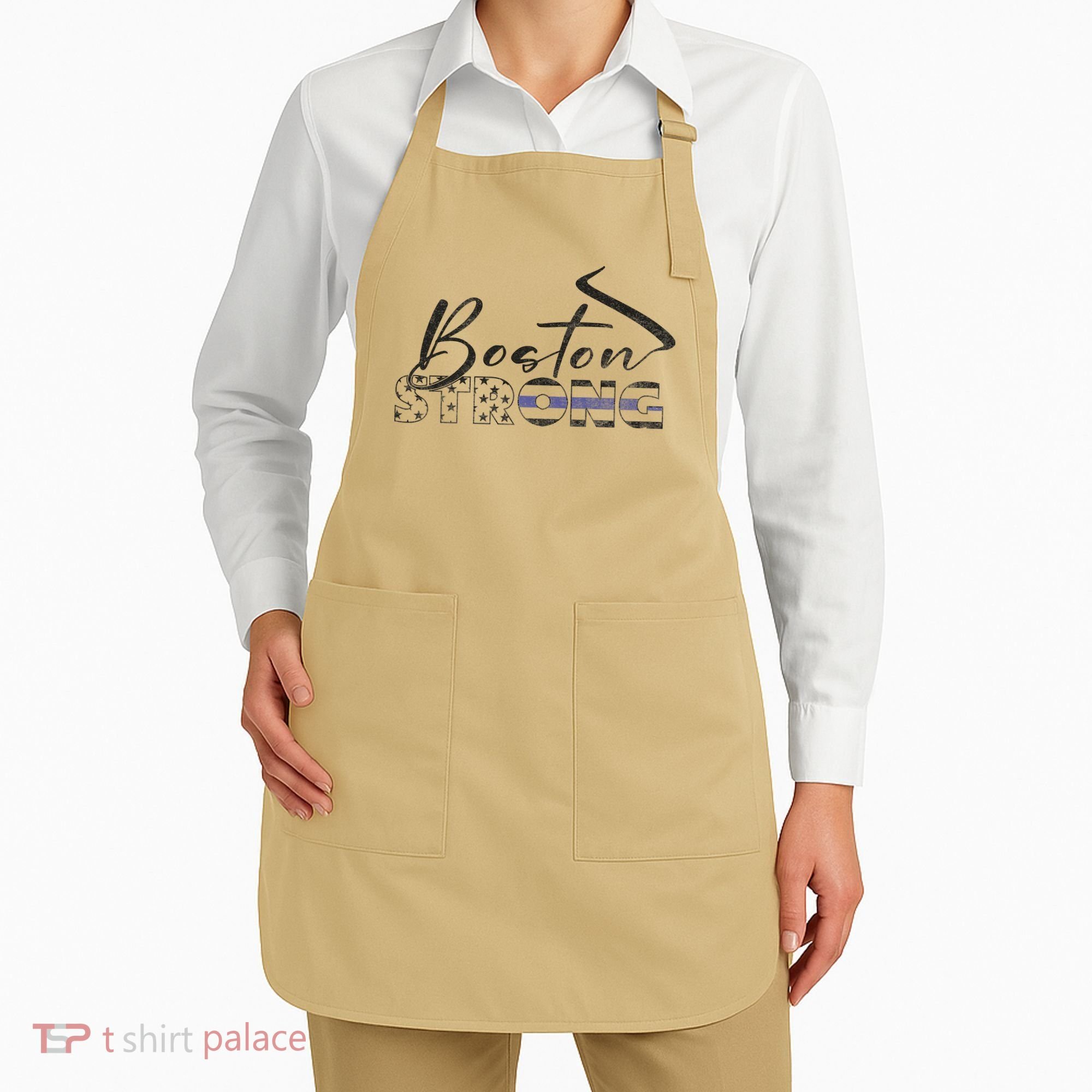 Boston Strong Thin Blue Line US Flag Premium Apron