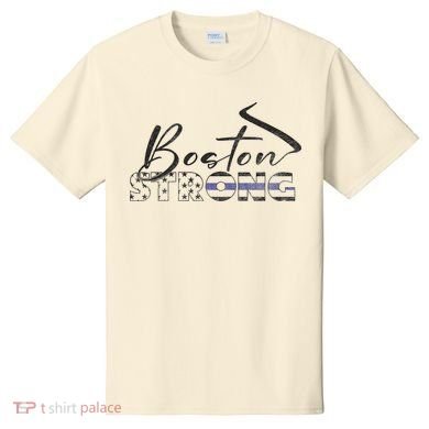 Boston Strong Thin Blue Line US Flag Premium T-Shirt