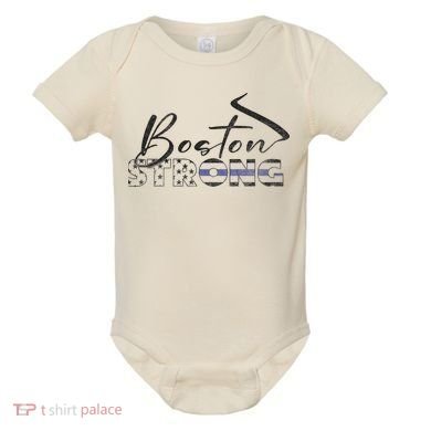 Boston Strong Thin Blue Line US Flag Premium Baby Bodysuit