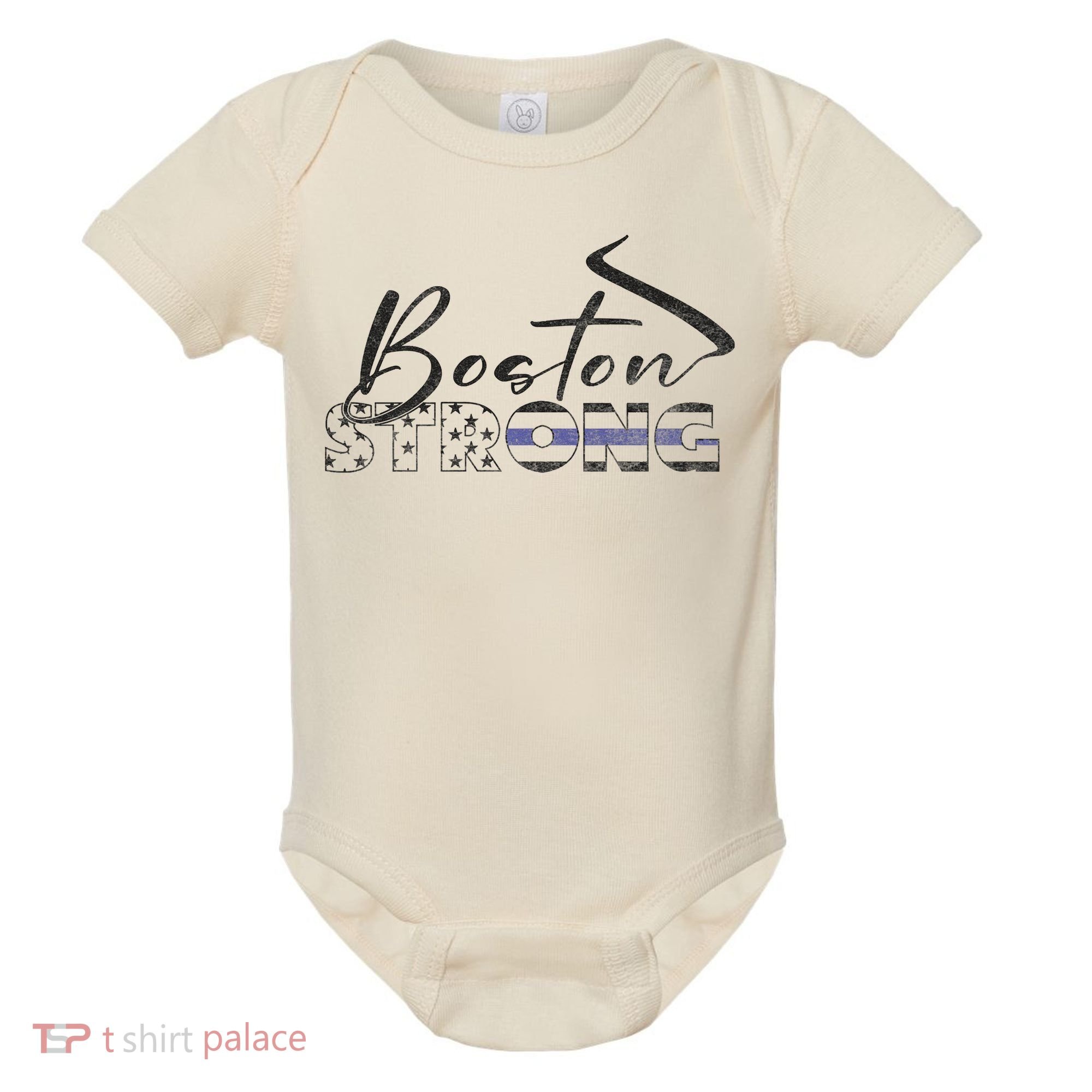 Boston Strong Thin Blue Line US Flag Premium Baby Bodysuit