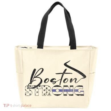 Boston Strong Thin Blue Line US Flag Premium Tote Bag