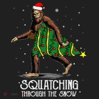 Bigfoot Squatching Through The Snow Christmas Tree Sasquatch Women's Sweatshirt thumb 2