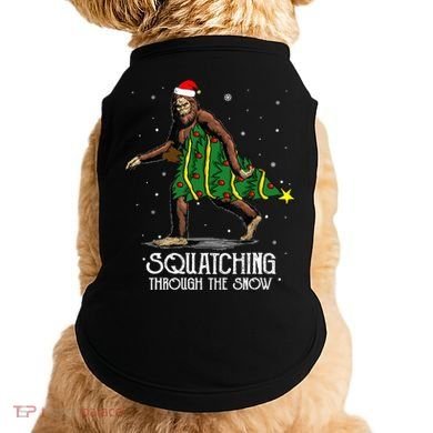 Bigfoot Squatching Through The Snow Christmas Tree Sasquatch Doggie Tank