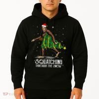 Bigfoot Squatching Through The Snow Christmas Tree Sasquatch Hoodie thumb 2
