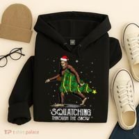 Bigfoot Squatching Through The Snow Christmas Tree Sasquatch Hoodie thumb 4