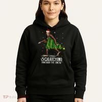 Bigfoot Squatching Through The Snow Christmas Tree Sasquatch Hoodie thumb 5