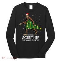 Bigfoot Squatching Through The Snow Christmas Tree Sasquatch Long Sleeve Shirt thumb 0