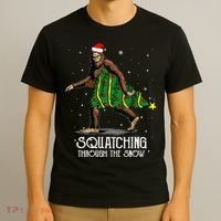 Bigfoot Squatching Through The Snow Christmas Tree Sasquatch T-Shirt thumb 3