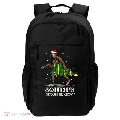 Bigfoot Squatching Through The Snow Christmas Tree Sasquatch Backpack