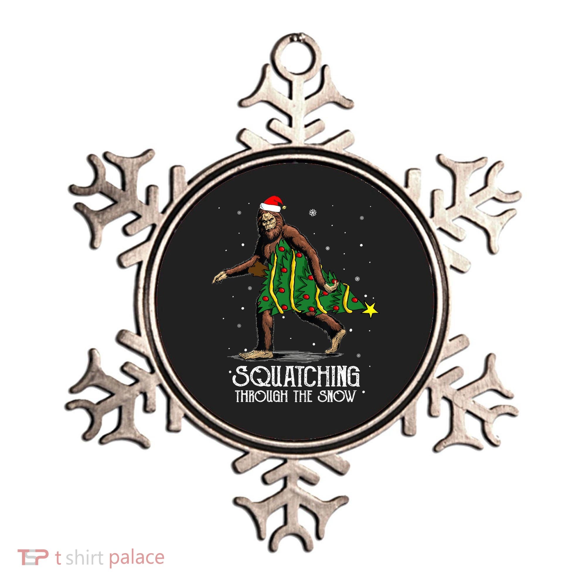 Bigfoot Squatching Through The Snow Christmas Tree Sasquatch Ornament