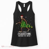 Bigfoot Squatching Through The Snow Christmas Tree Sasquatch Women's Tank Top thumb 0