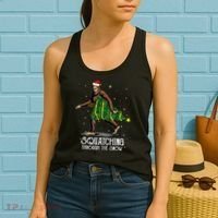 Bigfoot Squatching Through The Snow Christmas Tree Sasquatch Women's Tank Top thumb 2