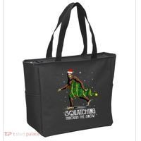 Bigfoot Squatching Through The Snow Christmas Tree Sasquatch Tote Bag thumb 2