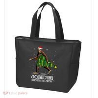 Bigfoot Squatching Through The Snow Christmas Tree Sasquatch Tote Bag thumb 3