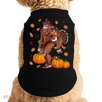 Bigfoot Sasquatch Turkey Pumpkin Happy Thanksgiving Day Doggie Tank thumb 0