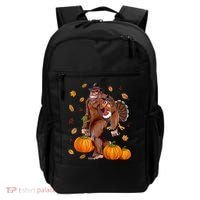 Bigfoot Sasquatch Turkey Pumpkin Happy Thanksgiving Day Backpack thumb 0