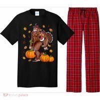 Bigfoot Sasquatch Turkey Pumpkin Happy Thanksgiving Day Pajama Set thumb 0