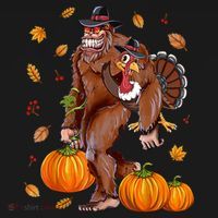 Bigfoot Sasquatch Turkey Pumpkin Happy Thanksgiving Day Ornament thumb 1