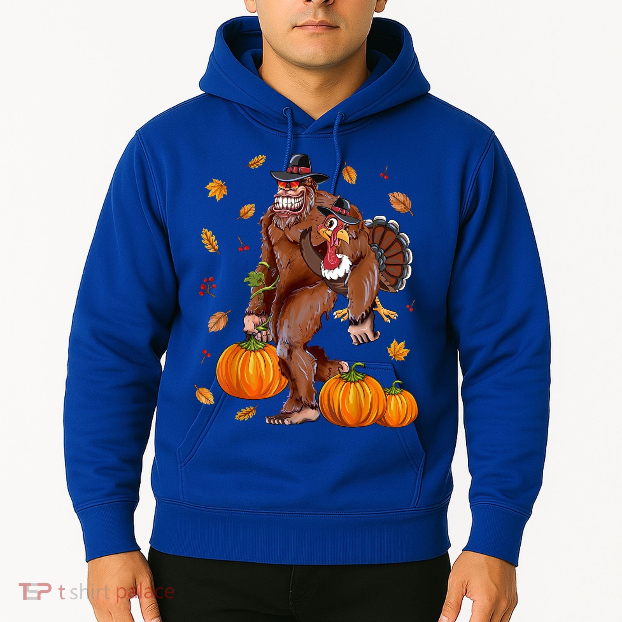 Bigfoot Sasquatch Turkey Pumpkin Happy Thanksgiving Day Hoodie