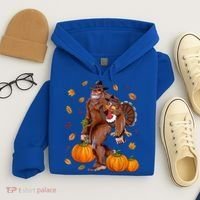Bigfoot Sasquatch Turkey Pumpkin Happy Thanksgiving Day Hoodie thumb 4