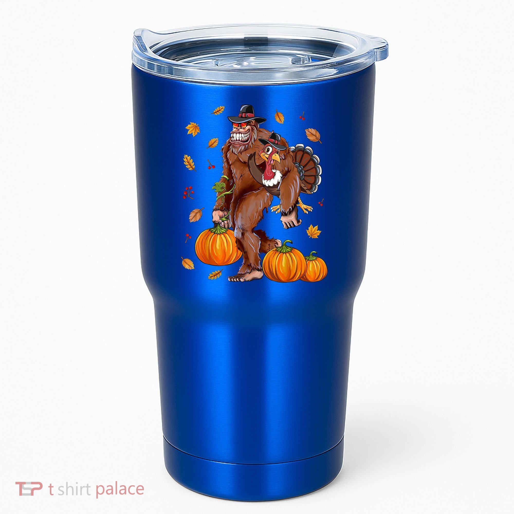 Bigfoot Sasquatch Turkey Pumpkin Happy Thanksgiving Day Tumbler