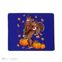 Bigfoot Sasquatch Turkey Pumpkin Happy Thanksgiving Day Mousepad thumb 0