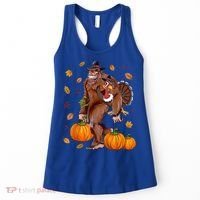 Bigfoot Sasquatch Turkey Pumpkin Happy Thanksgiving Day Women's Tank Top thumb 0