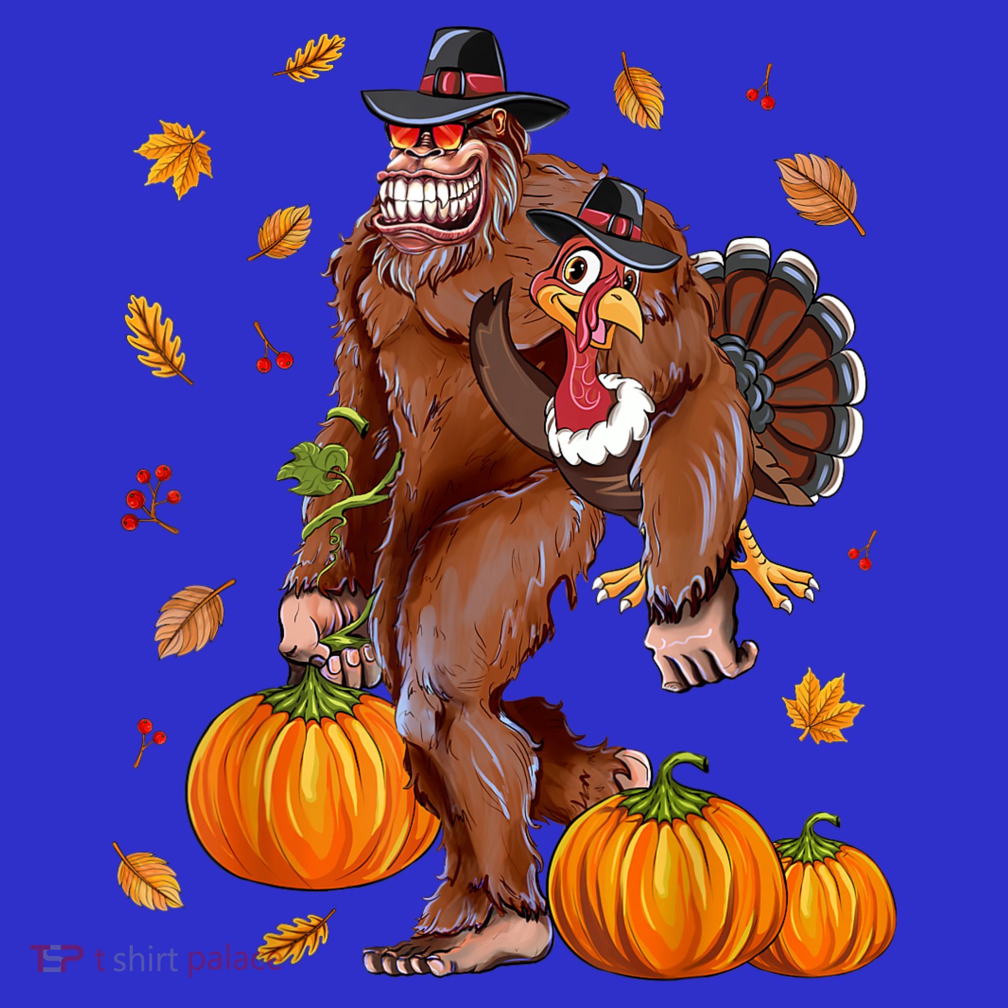 Bigfoot Sasquatch Turkey Pumpkin Happy Thanksgiving Day Women's Tank Top