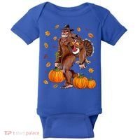Bigfoot Sasquatch Turkey Pumpkin Happy Thanksgiving Day Baby Bodysuit thumb 0