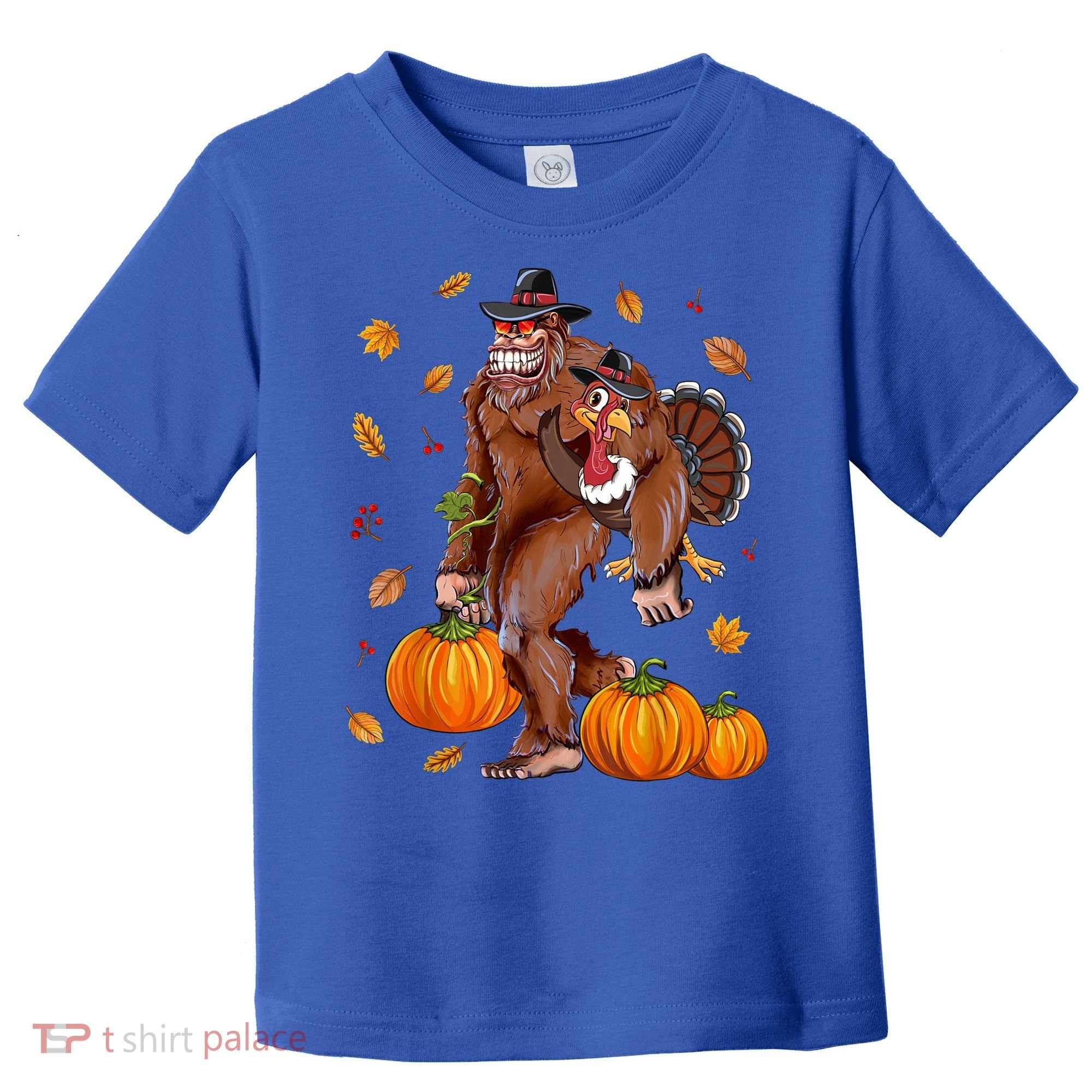 Bigfoot Sasquatch Turkey Pumpkin Happy Thanksgiving Day Toddler T-Shirt