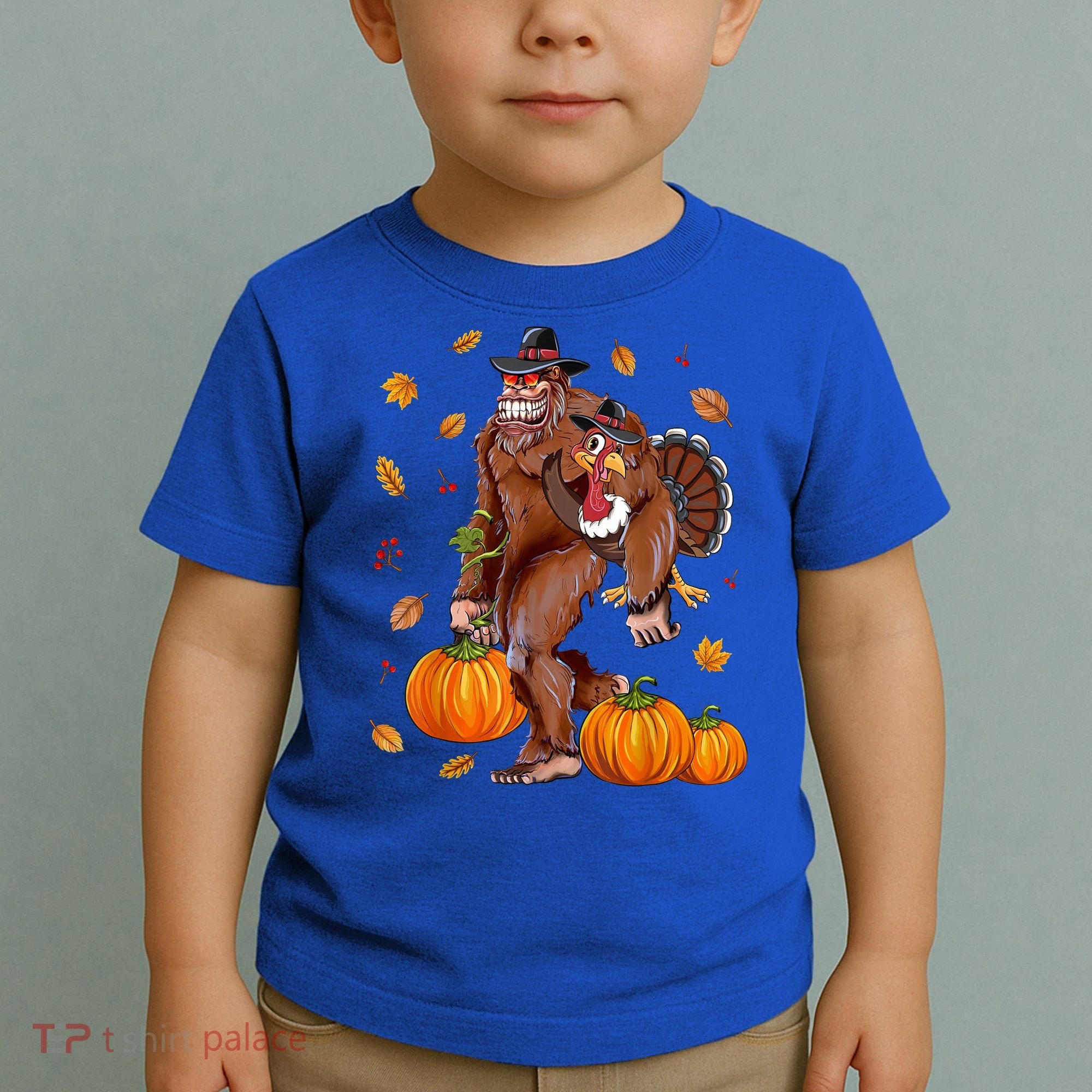 Bigfoot Sasquatch Turkey Pumpkin Happy Thanksgiving Day Toddler T-Shirt