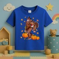 Bigfoot Sasquatch Turkey Pumpkin Happy Thanksgiving Day Toddler T-Shirt thumb 3